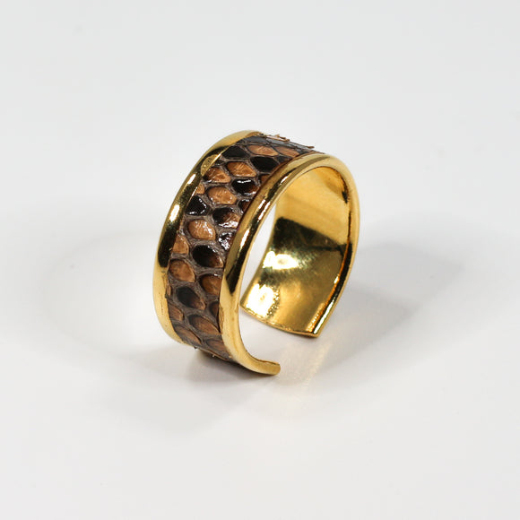 Bague en Cuir de Python Marron Clair