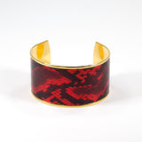 Bracelet en Cuir de Serpent Rouge et Noir