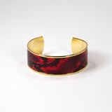 Bracelet en Cuir de Serpent Rouge et Noir