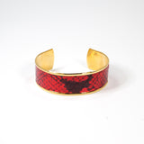 Bracelet en Cuir de Serpent Rouge et Noir