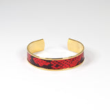 Bracelet en Cuir de Serpent Rouge et Noir