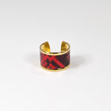 Bague en Cuir de Serpent Rouge et Noir