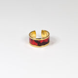 Bague en Cuir de Serpent Rouge et Noir