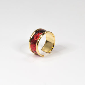 Bague en Cuir de Serpent Rouge et Noir