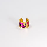 Bague en Cuir de Serpent Noir et Multi Couleur