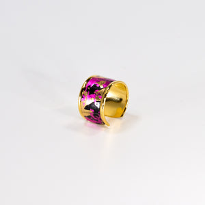 Bague en Cuir de Serpent Noir et Multi Couleur