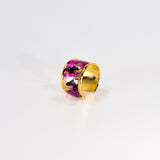 Bague en Cuir de Serpent Noir et Multi Couleur