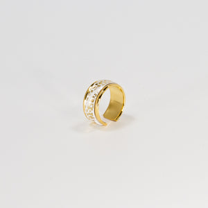 Bague en Cuir Blanc et Doré