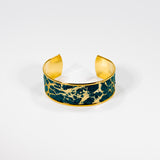 Bracelet en Cuir de Serpent Bleu/Vert et Or