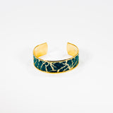 Bracelet en Cuir de Serpent Bleu/Vert et Or