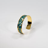 Bracelet en Cuir de Serpent Bleu/Vert et Or