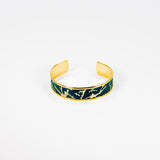 Bracelet en Cuir de Serpent Bleu/Vert et Or