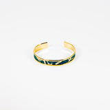 Bracelet en Cuir de Serpent Bleu/Vert et Or