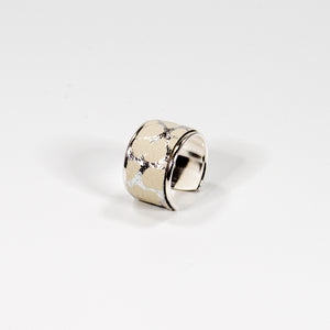 Bague en Cuir Blanc et Argent